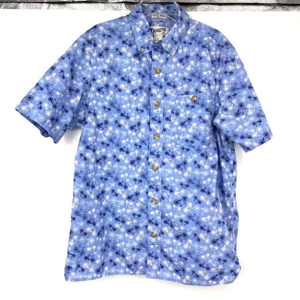 Duluth Trading Co BBQ Slim Fit Shirt Short Sleeve Bicycle Print